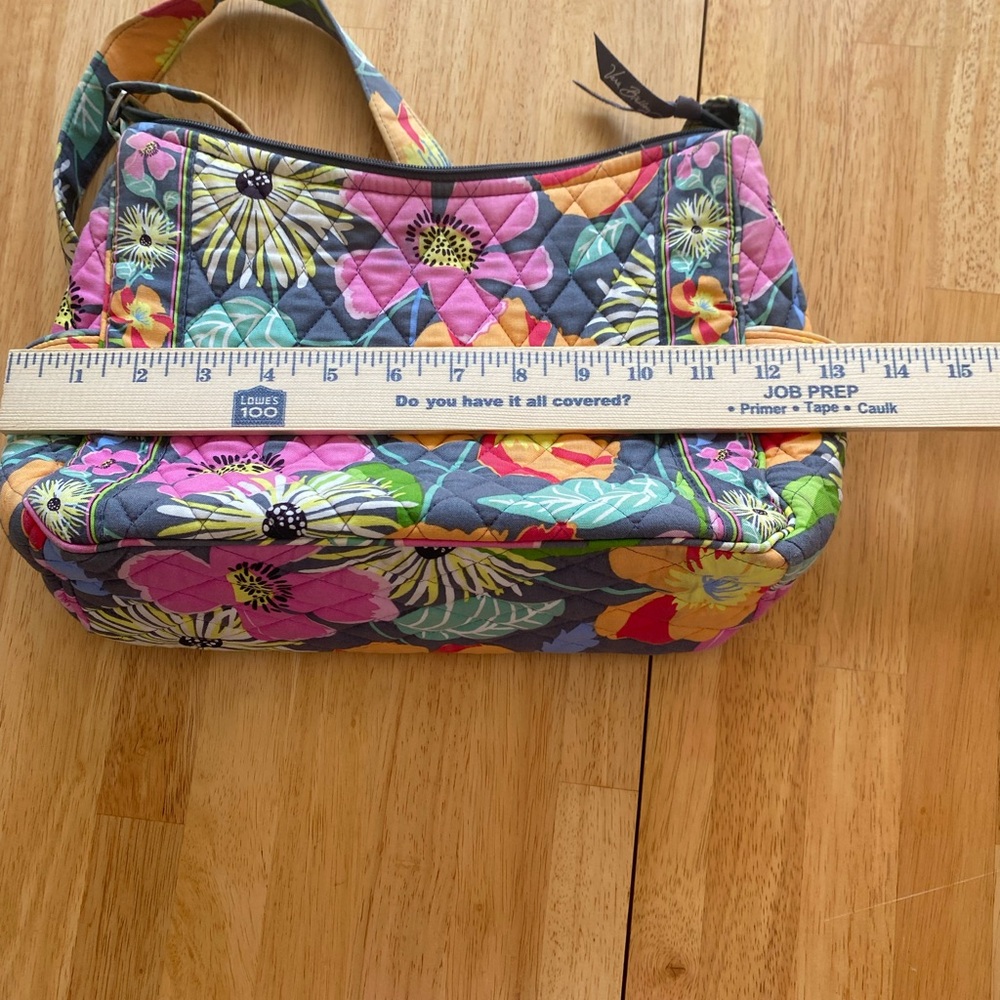 Vera Bradley Jazzy Blooms Gray Floral Quilted Crossbody Satchel Purse Spring ‘13 - Picture 7 of 12
